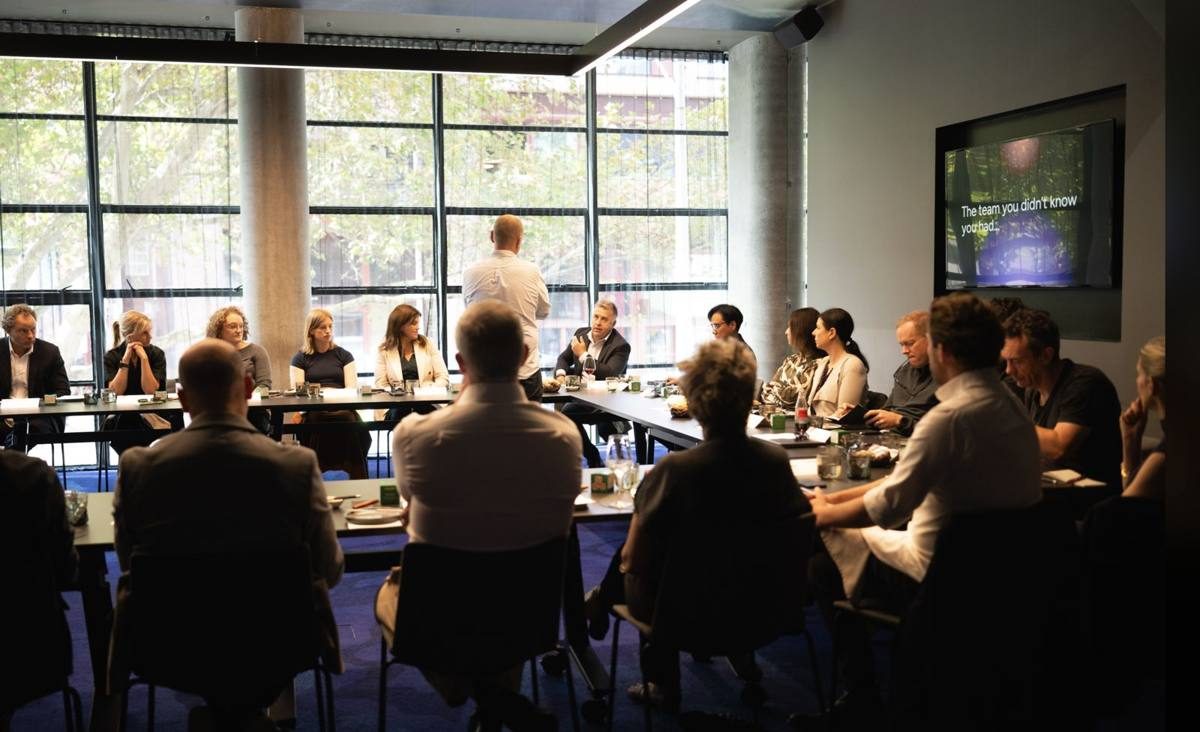 An executive team in a boardroom strategy session